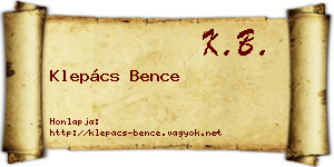 Klepács Bence névjegykártya