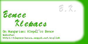 bence klepacs business card